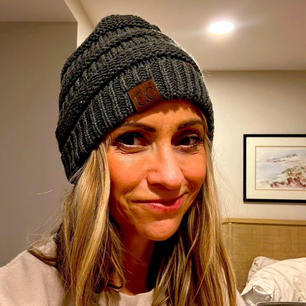Grey knitted cap